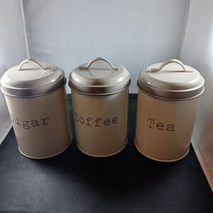 Canister Metal Storage Set of 3 (Tea, Sugar & Coffee)
